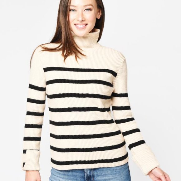 ENGLISH FACTORY WOMEN’S STRIPED TURTLE NECK SWEATER Small - Picture 4 of 9
